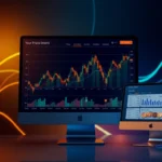 Visual of the aicoin platform showing dynamic crypto charts and market alerts on multiple devices, emphasizing security and ease of use for traders.