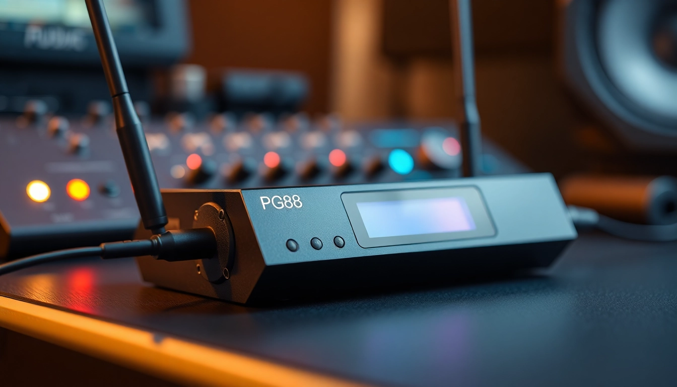 High-quality PG88 wireless receiver with signal LEDs, ideal for event audio setup and professional sound systems.