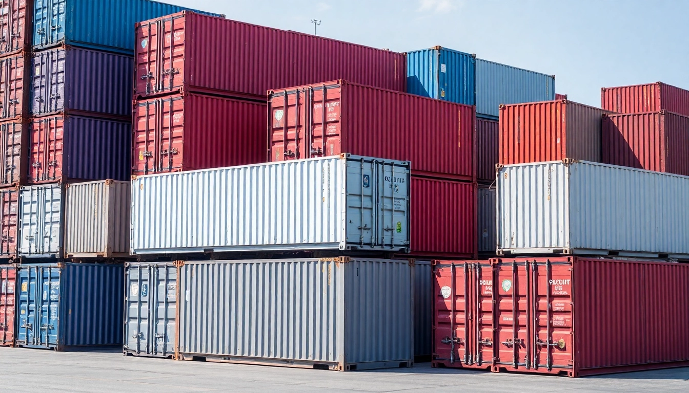 Efficient container rental solutions showcased with accessible storage containers ready for transport in a UK industrial yard.