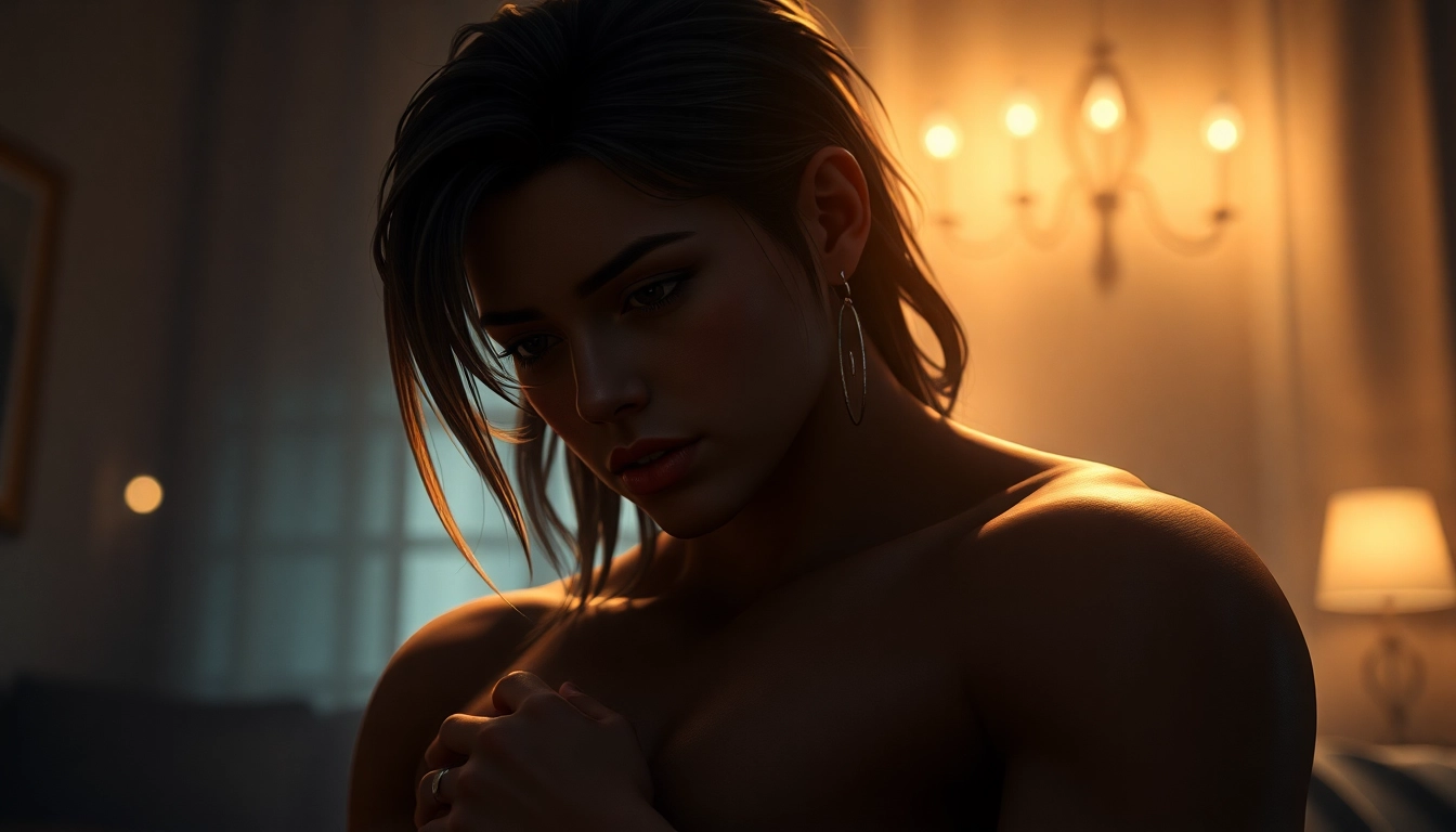 Illustration showcasing an advanced ai porn generator creating hyperrealistic adult visuals with detailed textures and expressive characters for artistic use.