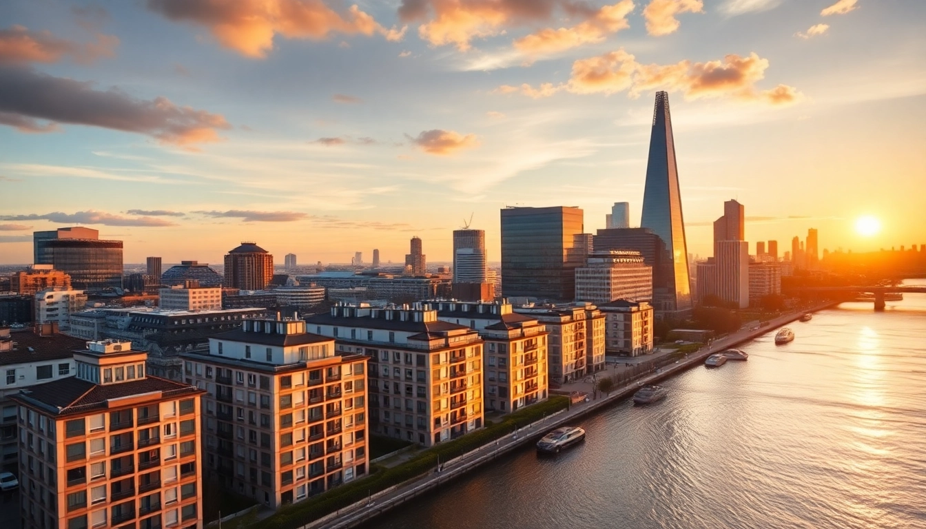 Property for Investment London View of luxury apartment buildings against the London skyline,